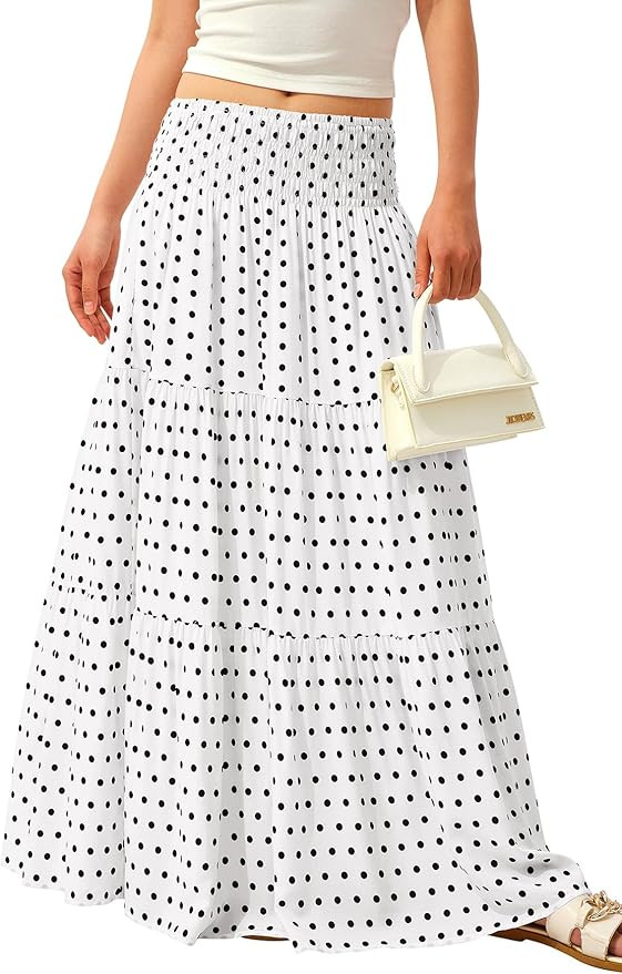 CFLONGE Summer Maxi Skirts for Women 2026 Fashion Boho Long Skirt Trendy Floral High Waist A Line... | Amazon (US)