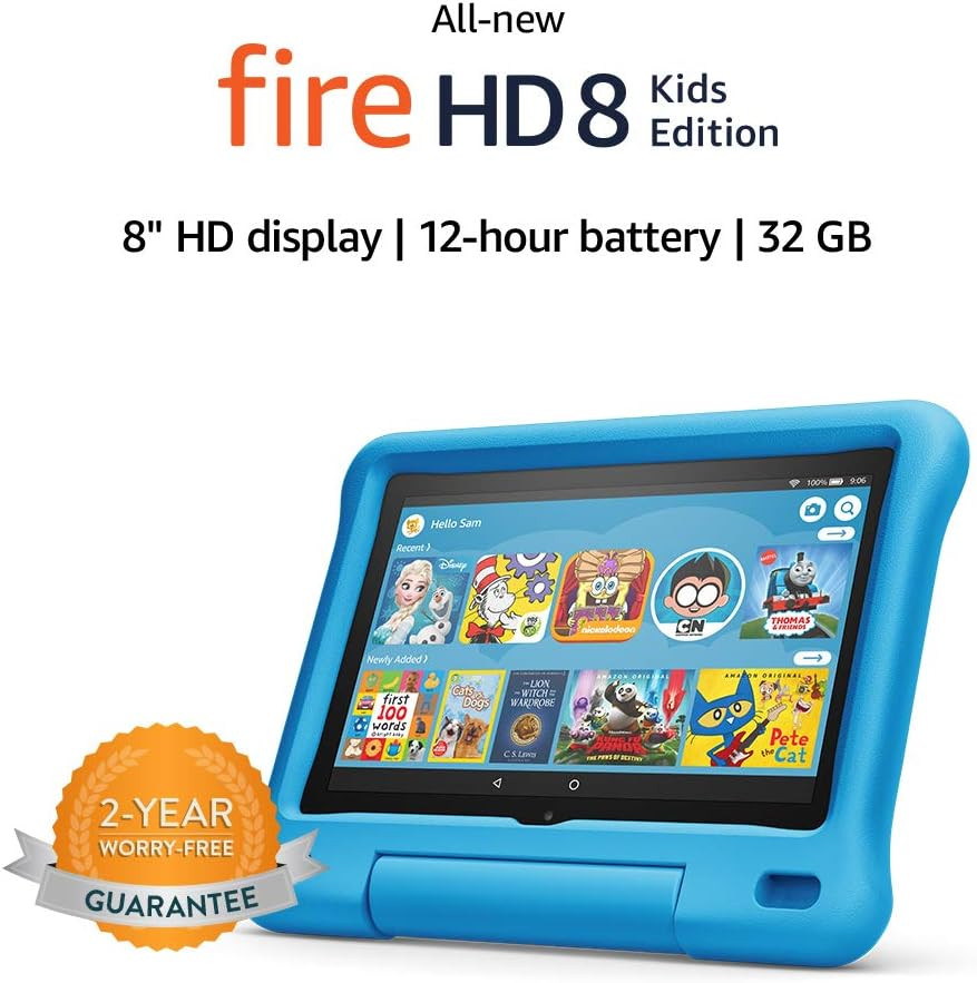 All-new Fire HD 8 Kids Edition tablet, 8" HD display, 32 GB, Blue Kid-Proof Case | Amazon (US)