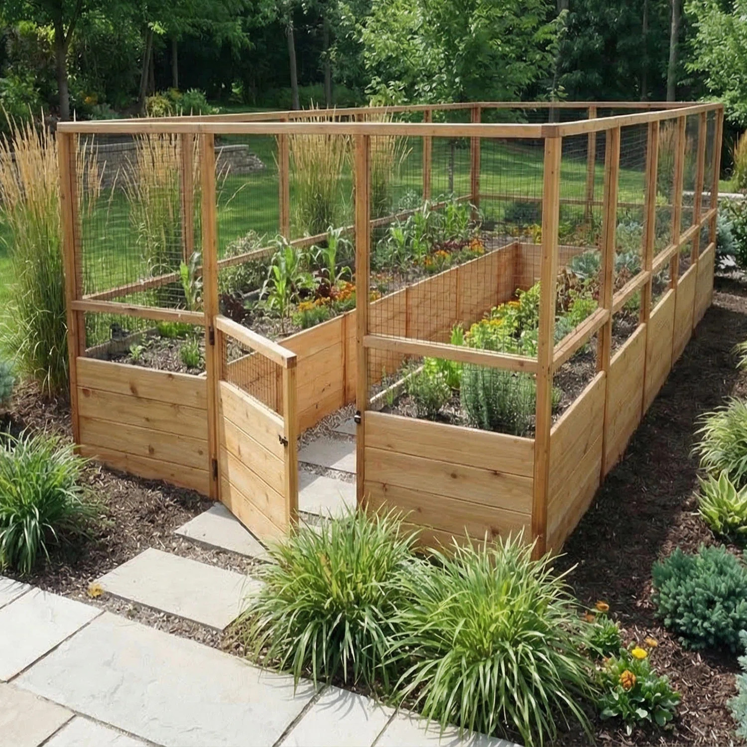 8 ft. w x 16 ft. D Cedar Garden in a Box with Deer Fence | Wayfair North America