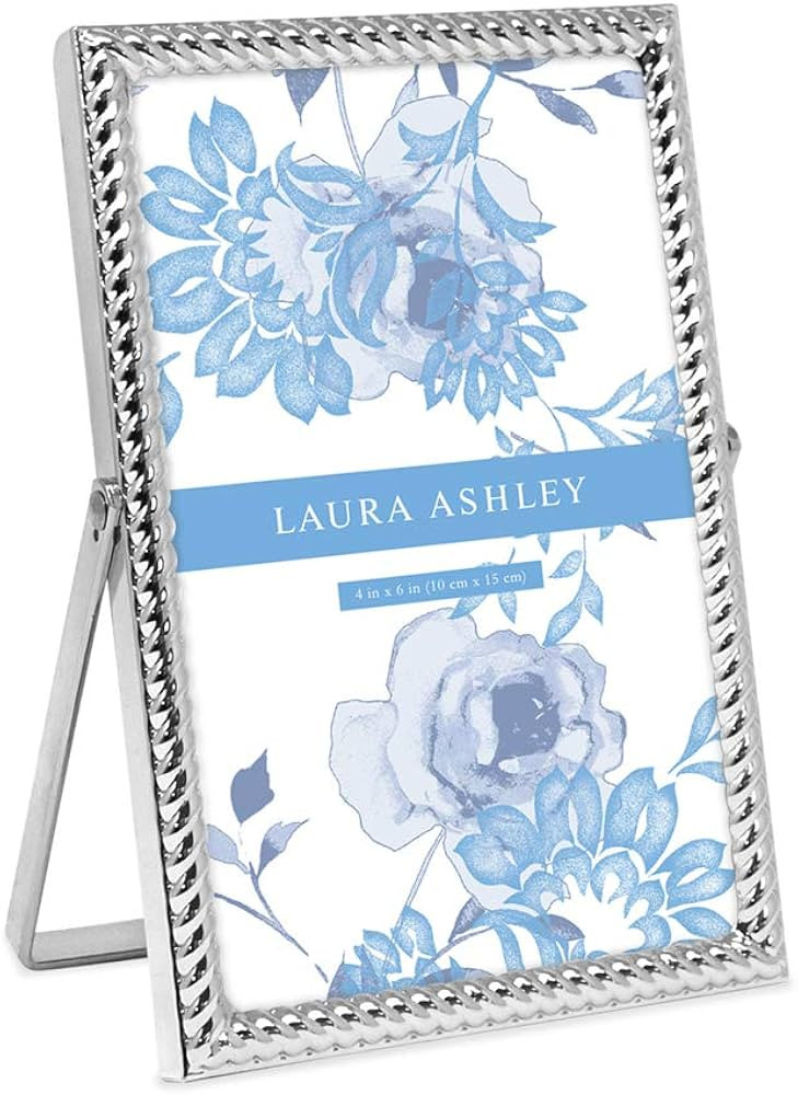 Laura Ashley 4x6 Silver Rope Metal Picture Frame (Vertical) with Pull-Out Easel Stand, Made for T... | Amazon (US)