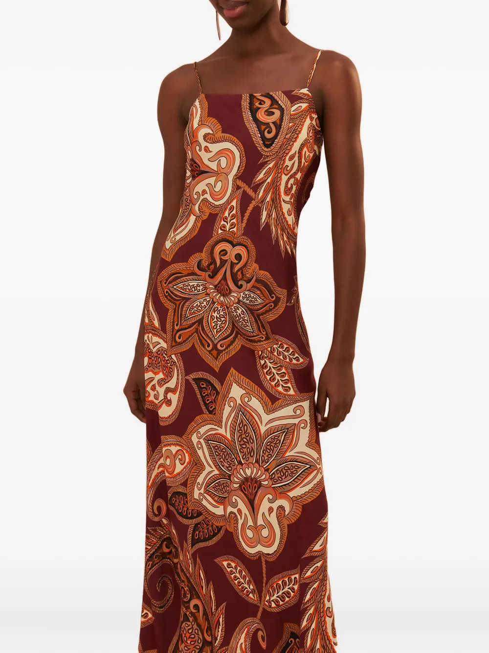 FARM Rio leopard paisley slip maxi dress - Red | Farfetch Global