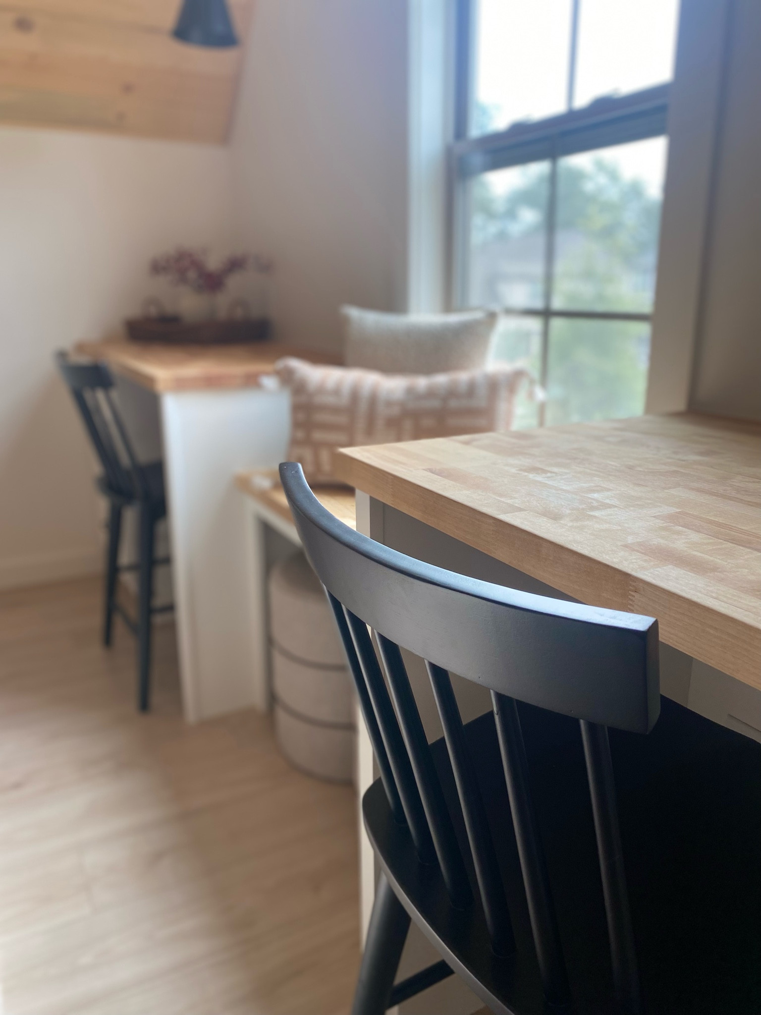 Build in Desks, Barstools, ottomans, living room decor, barstools, black barstools, window seat, desks, home office, attic space, attic, butcher block counters, countertops 

#LTKstyletip #LTKfamily #LTKhome