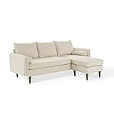 Modway Revive Modern Upholstered Fabric Right or Left Sectional Sofa Couch, Beige | Amazon (US)