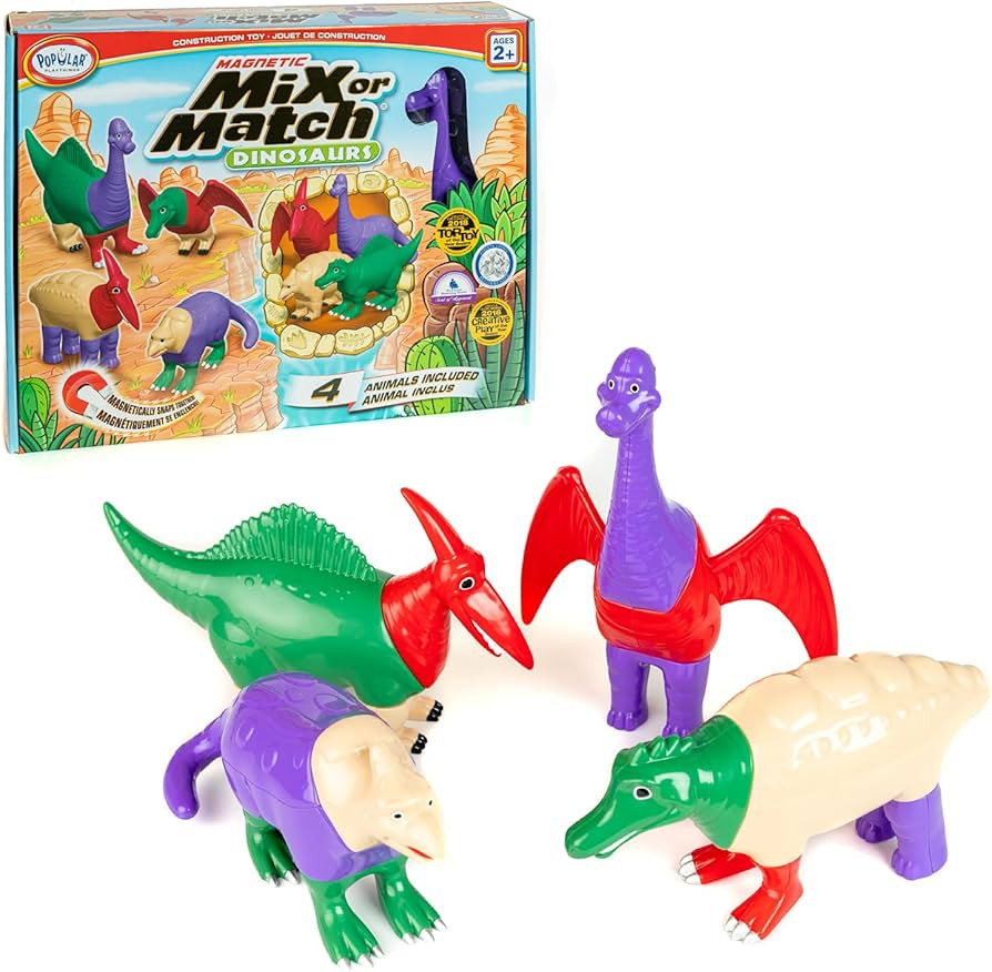 POPULAR PLAYTHINGS Magnetic Mix or Match Dinosaurs Toy Play Set, 12 Pieces | Amazon (US)
