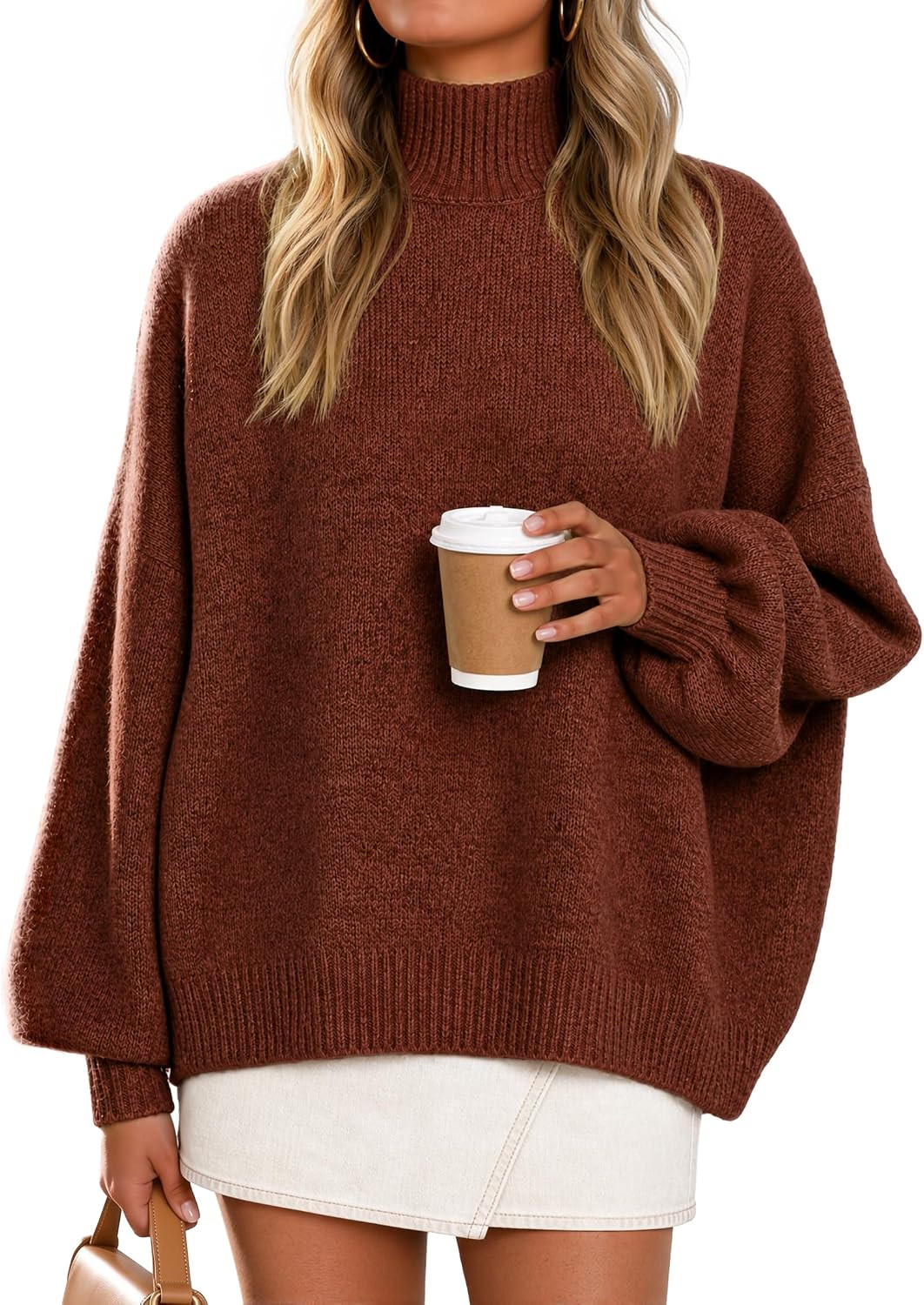 ZESICA Women's Fall Winter Long Sleeve Turtleneck Oversized Sweaters | Amazon (US)