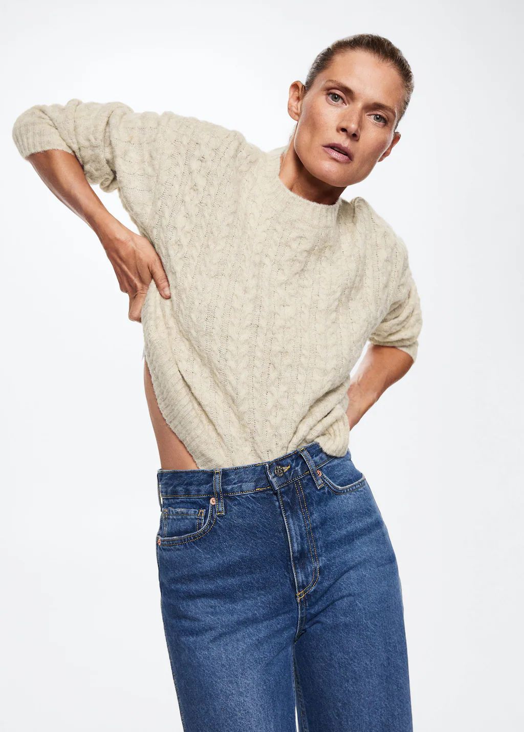 Knitted braided sweater -  Women | Mango USA | MANGO (US)