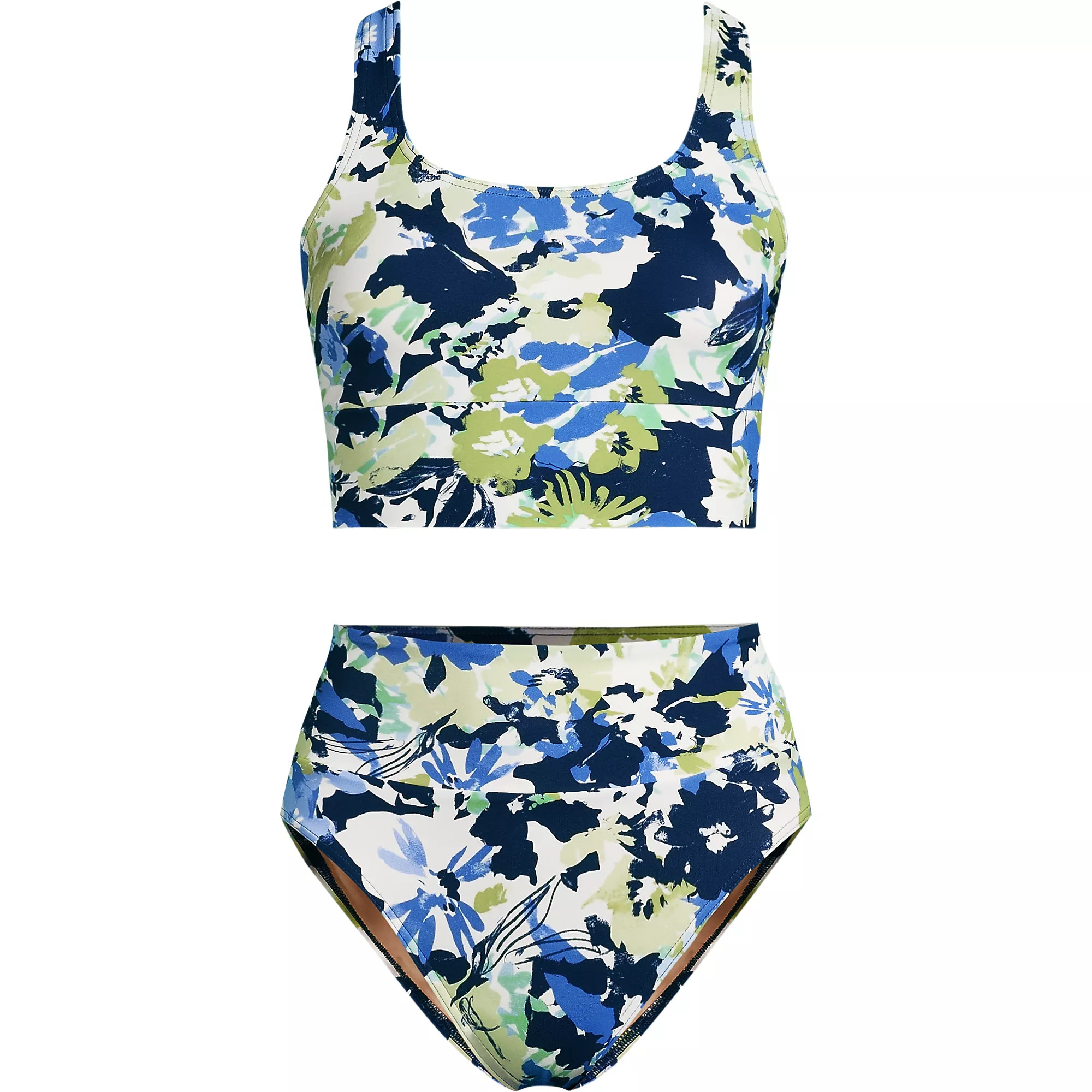Women's Tugless Midkini Top and High Waisted Bottom Swimsuit Set | Lands' End (US)