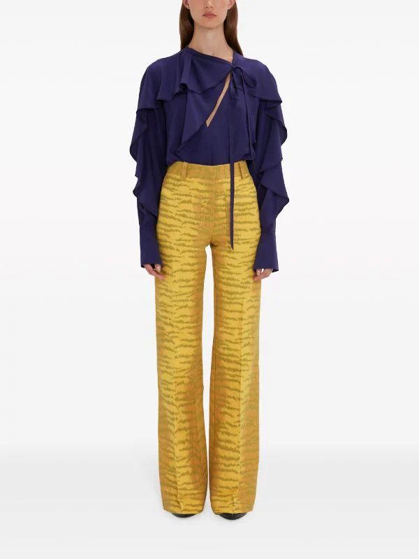 Victoria Beckham Alina tiger-print Flared Trousers - Farfetch | Farfetch Global