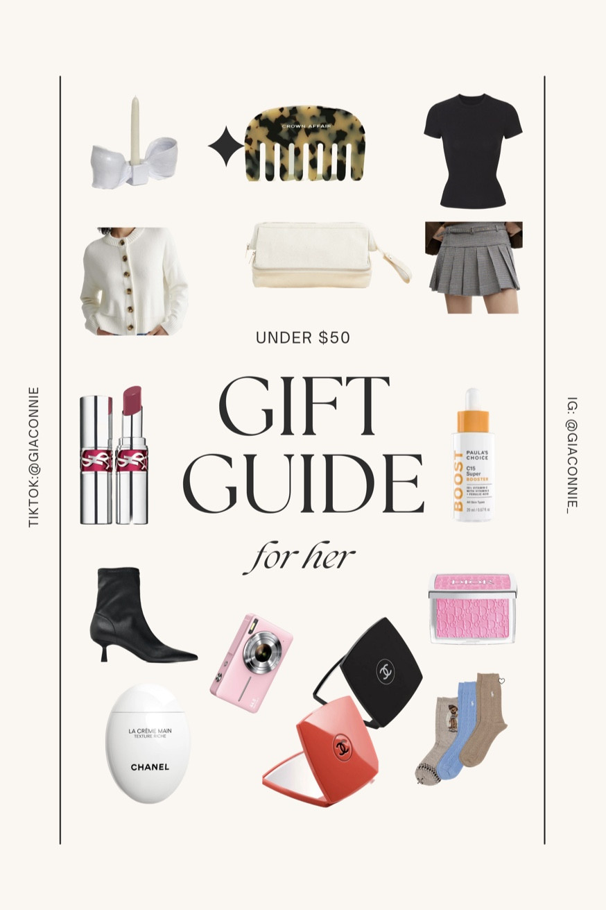 An affordable gift guide for her under $50! 🎄🎀

**the boots are Zara kitten heel ankle book

#LTKHoliday #LTKfindsunder50 #LTKGiftGuide