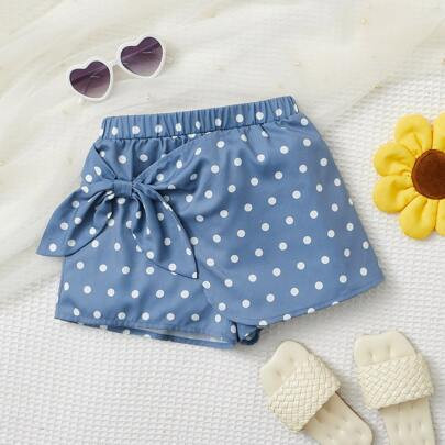 Young Girl Polka Dot Print Knot Side Skort | SHEIN
