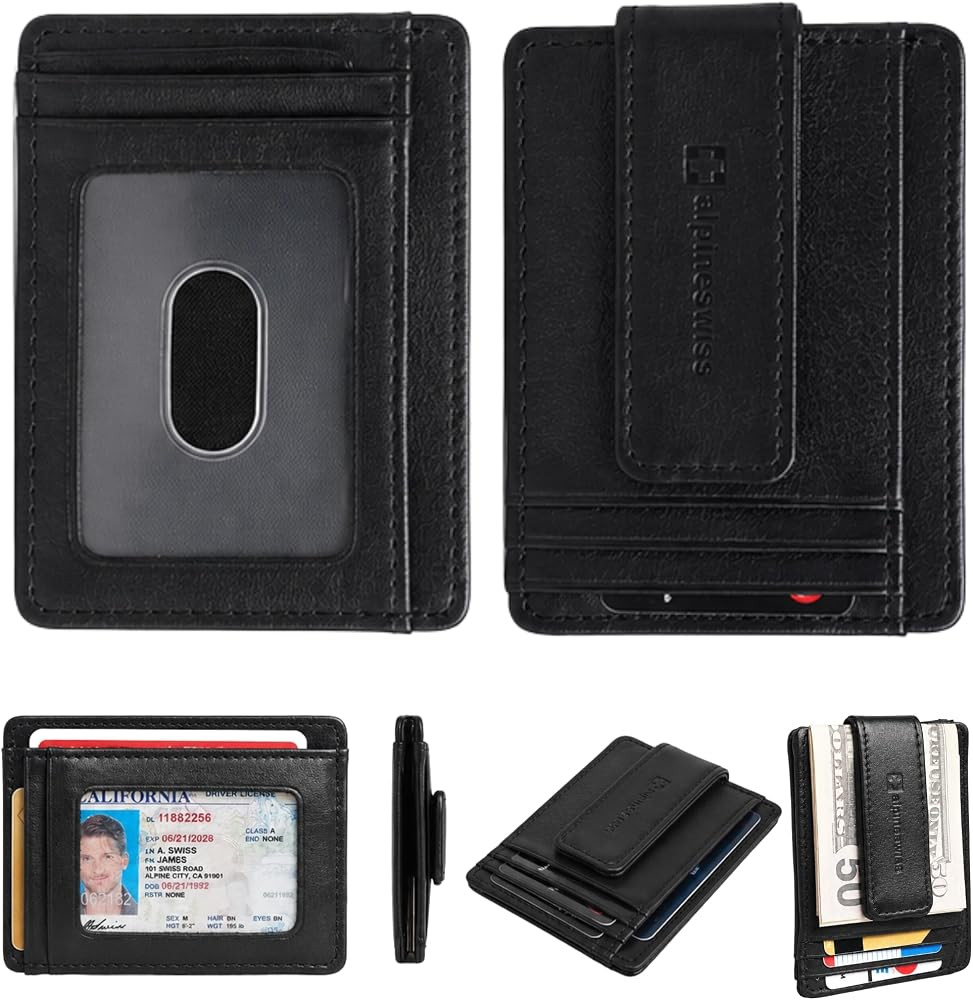alpine swiss Harper Mens RFID Slim Money Clip Front Pocket Wallet Minimalist Leather ID Card Hold... | Amazon (US)
