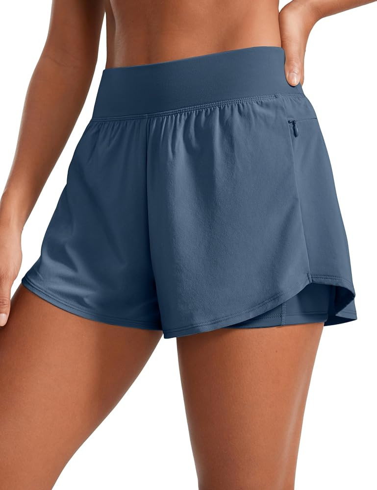 CRZ YOGA 2 in 1 Double Layer Running Shorts for Women 3" - High Waisted for Athletic Tennis Worko... | Amazon (US)