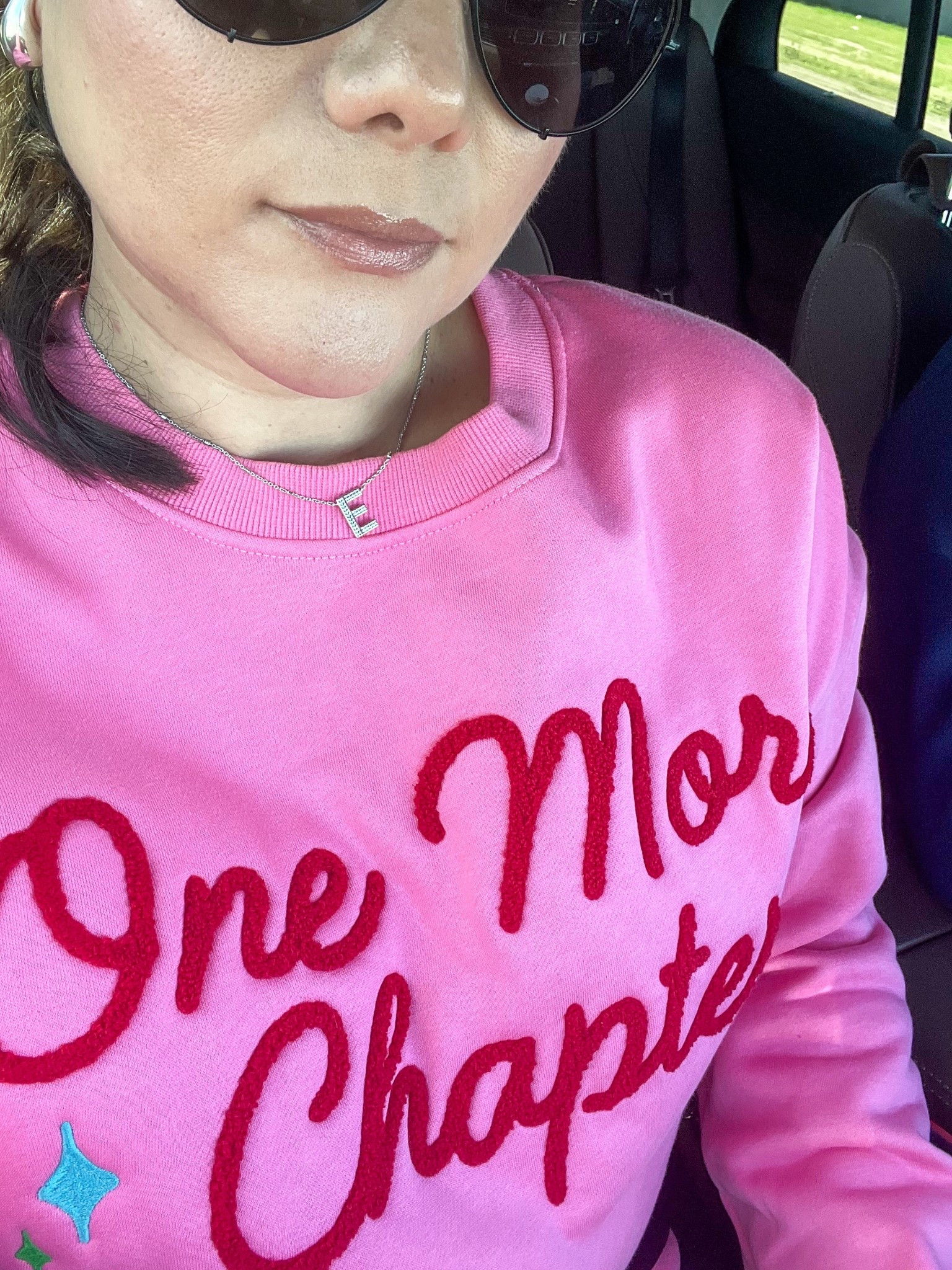 Pink one more chapter sweatshirt 
Bookworm 
Book club
Gift idea
Kendra Scott monogram necklace 
Silver
Black aviator sunglasses 
Diff eyewear
Koko
Gifts for her
Christmas 
Holiday

#LTKGiftGuide #LTKHoliday #LTKFindsUnder50