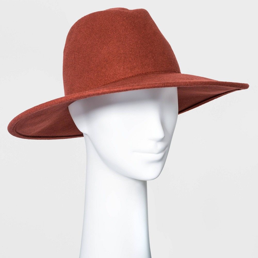 Women's Wide Brim Felt Fedora Hat - Universal Thread Rust Red | Target