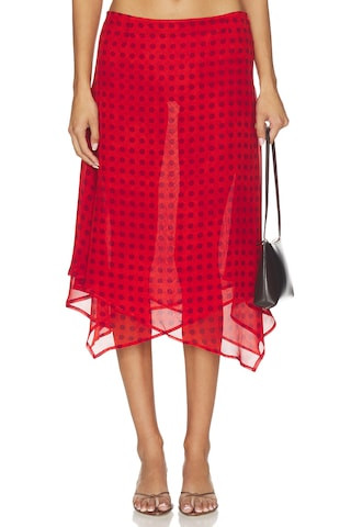 MORE TO COME Landry Midi Skirt in Red. - size XL | Revolve Clothing (Global)