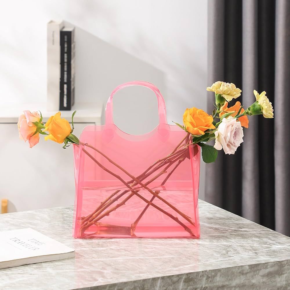 Purse Vase, Bag Vase for Flowers, Pink Acrylic Vase, Modern Flower Vase, Aesthetic Vase for Flowe... | Amazon (US)