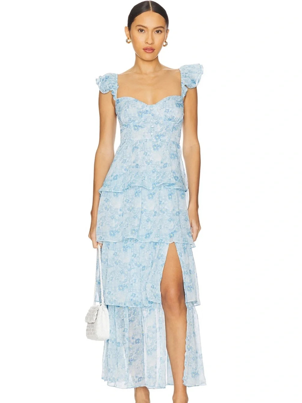 ASTR The Label Midsummer  Dress in Blue Floral Tiered Maxi Dress | Poshmark