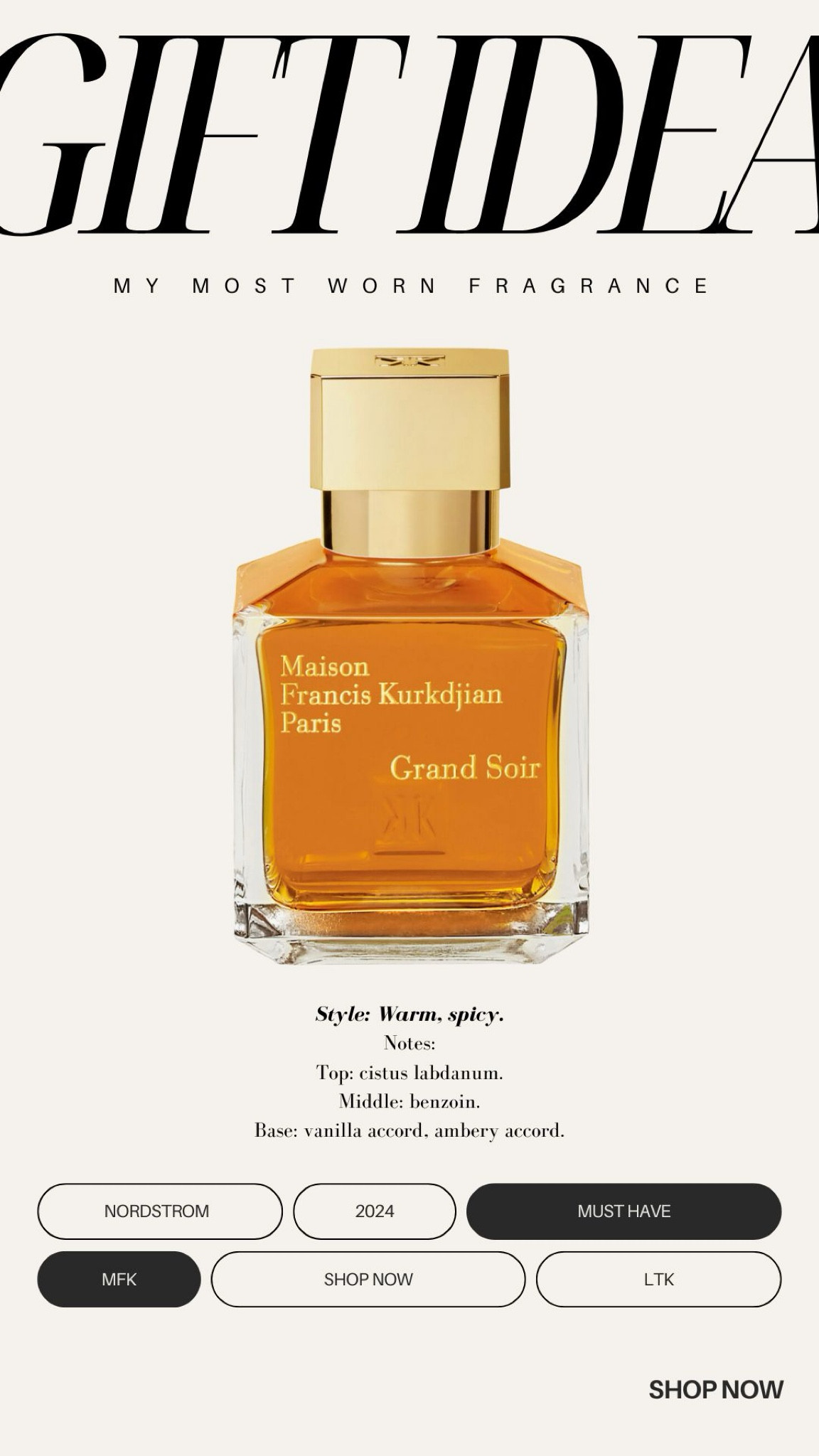 Move over Baccarat Rouge 540!! This MFK fragrance is so delicious! It’s quickly become one of my most worn and I always get so many compliments when I wear it. It’s currently on sale at Nordstrom so I’m linking it but will also link other retailers so that we can watch it throughout the holidays. Great Christmas gift idea!! 

#LTKSaleAlert #LTKBeauty #LTKGiftGuide