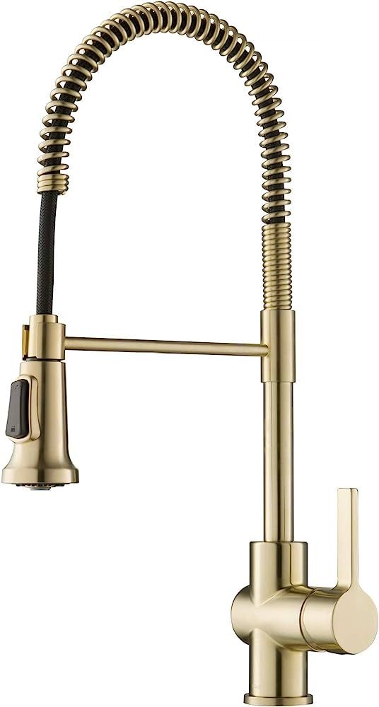 KRAUS Britt Commercial Style Kitchen Faucet in Spot Free Antique Champagne Bronze, KPF-1690SFACB | Amazon (US)