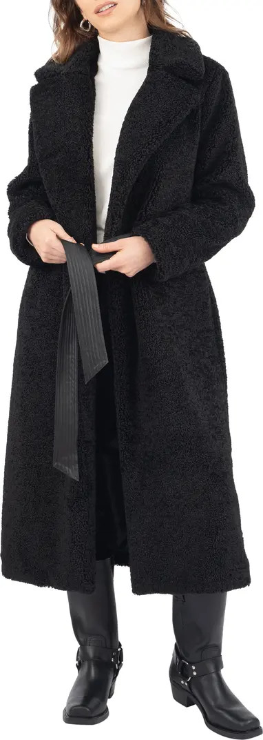 Frye Faux Leather Belted Faux Shearling Coat | Nordstromrack | Nordstrom Rack