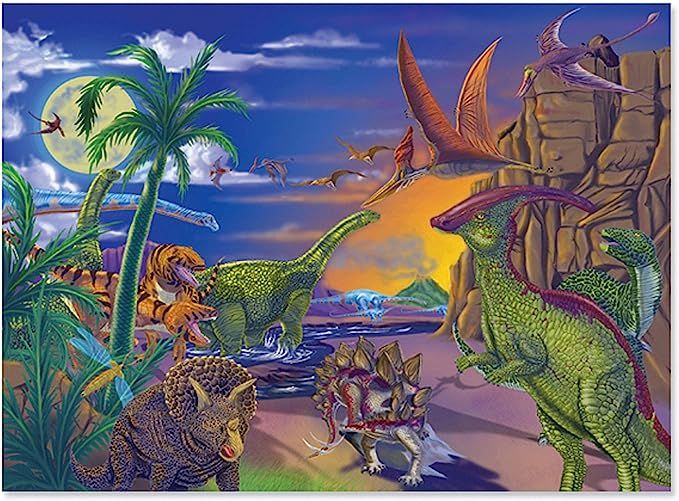 Melissa & Doug Land of Dinosaurs Jigsaw Puzzle (Wipe-Clean Surface, 60 Pieces, 10.9" H x 7.4" W x... | Amazon (US)