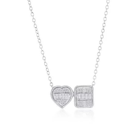 Beaux Bijoux Real Diamond Pendant Necklace for Women – Genuine Diamond Necklace - Fine Diamond Jewelry Gifts for Women - Heart & Emerald Cut Diamond Necklace - (48 Stones) | Walmart (US)