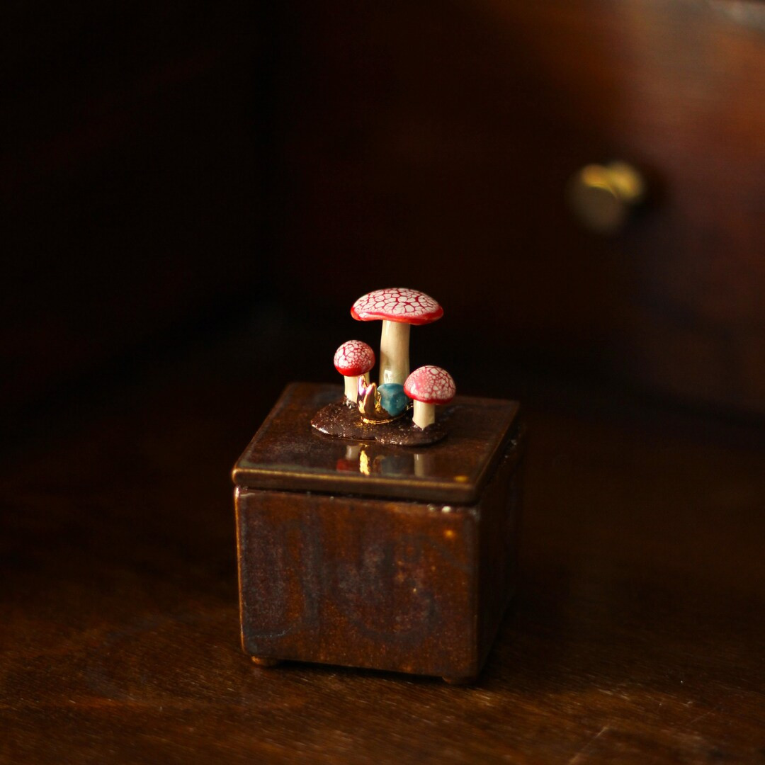 Ceramic Box With Mushroom and Gold Snail Handmade Ceramic Box With House Ceramic Jewellery Box - ... | Etsy (US)