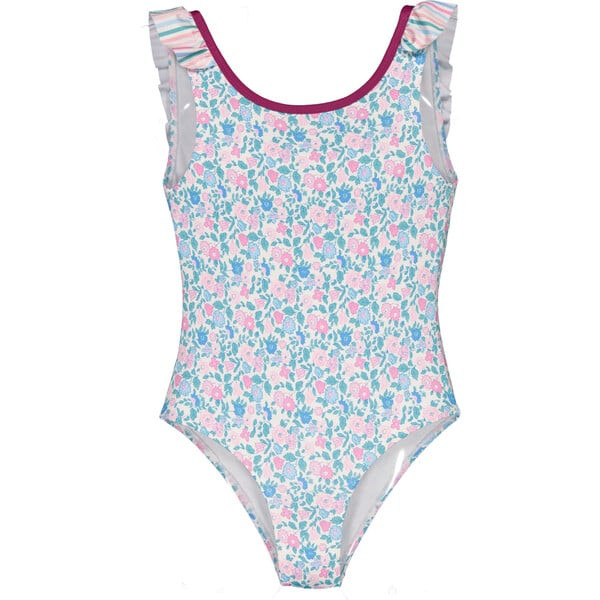 Liberty Stripes One-Piece Swimsuit, Pink, Blue And Green | Maisonette
