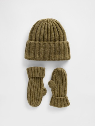 Baby & Toddler CashSoft Rib Beanie & Mittens Set | Gap (US)
