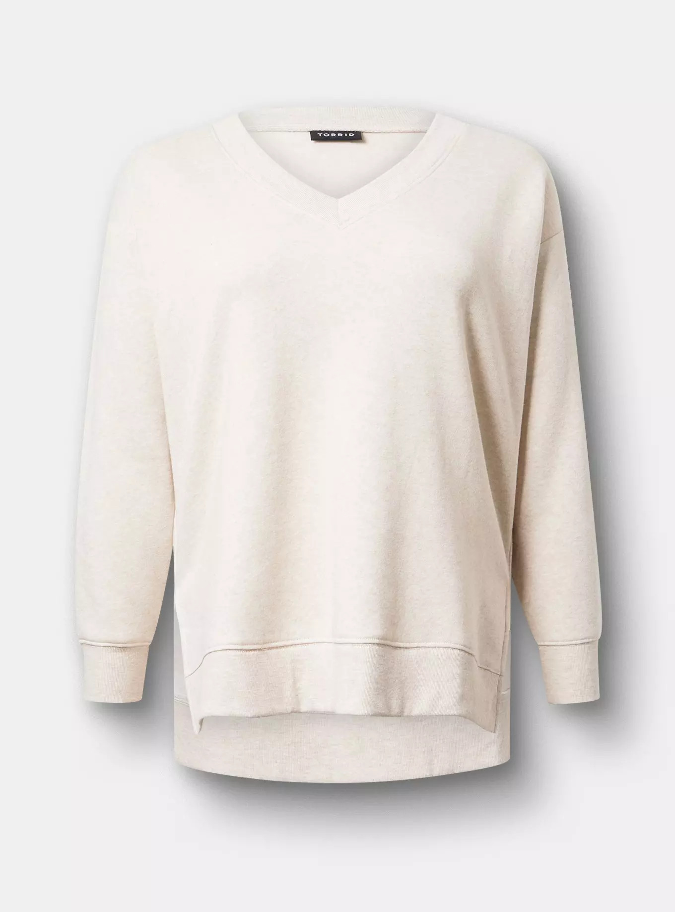 Cozy Fleece V-Neck Step Hem Sweatshirt | Torrid (US & Canada)