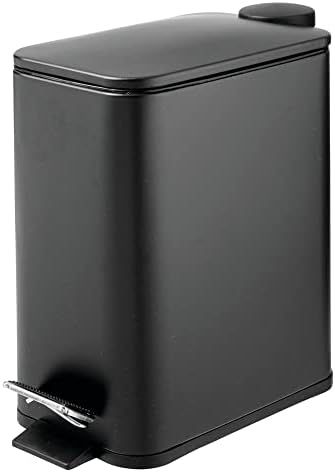 mDesign Slim Metal Rectangle 1.3 Gallon Trash Can with Step Pedal, Easy-Close Lid, Removable Line... | Amazon (US)