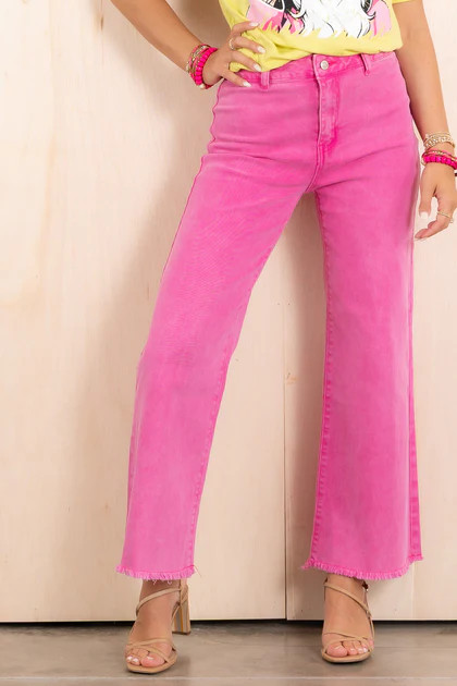 Little Moments Hot Pink Cropped Jean | The Willow Tree