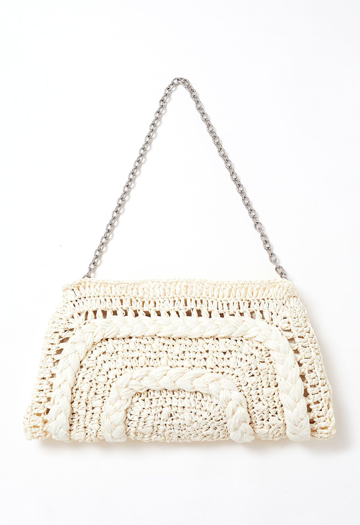 Braided Straw Shoulder Bag in Cream | Chicwish