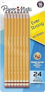 Paper Mate EverStrong 2 Pencils, Reinforced, Break-Resistant Lead When Writing, 24-Pack | Amazon (US)