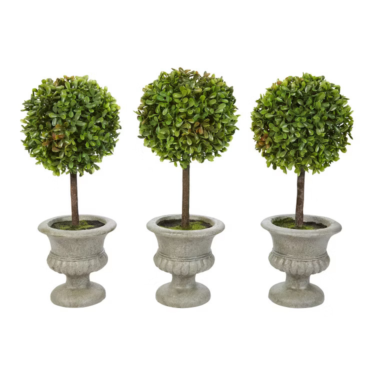 Nature Spring Faux Boxwood Round Topiary Arrangement Set - 3 Pieces | Target
