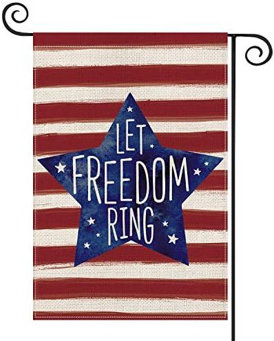 AVOIN Patriotic Watercolor Stripes Star Let Freedom Ring Garden Flag Double Sided, 4th of July Memor | Amazon (US)
