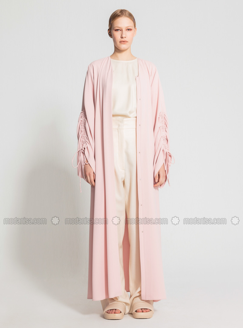 Pink - Unlined - V neck Collar - Abaya | Modanisa (US)