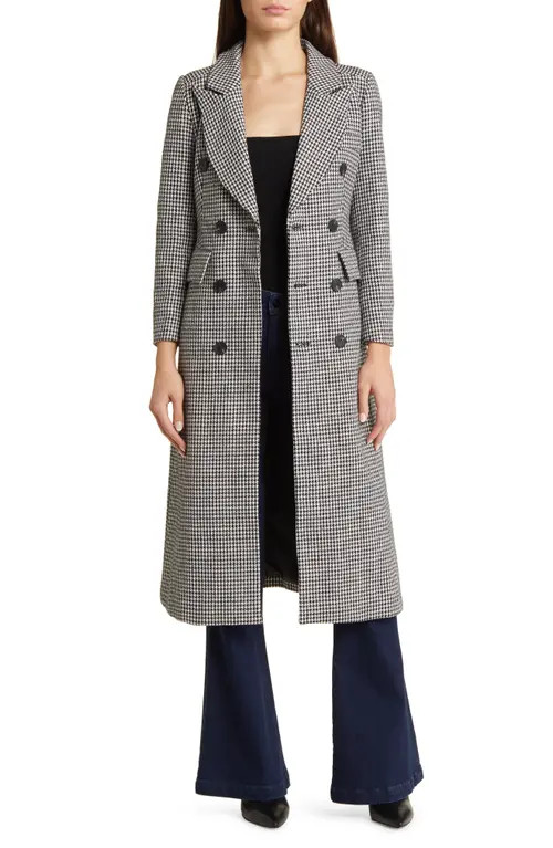 NIKKI LUND Houndstooth Double Breasted Coat | Nordstrom | Nordstrom