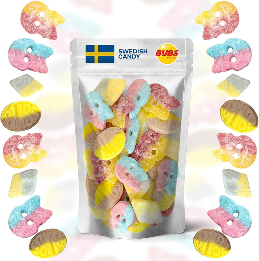 Bubs Swedish Candy Mix - Big Ovals, Skulls, and More - Sweet and Sour Swedish Gummies - 1 Pound o... | Amazon (US)
