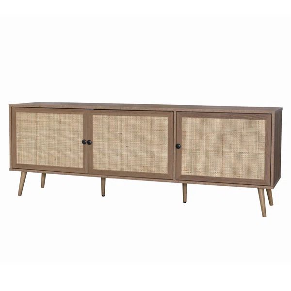 Presley Rattan Storage Media Console for TVs up to 79", 66" x 24" x 15.5" | Wayfair North America