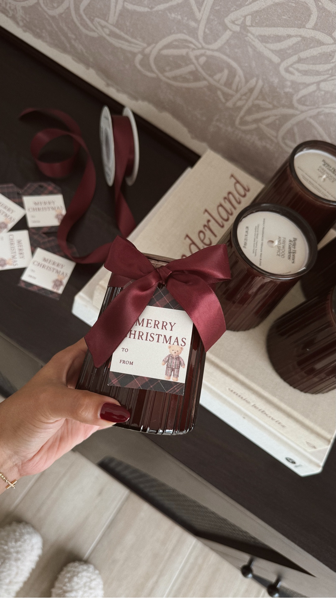 Don’t sleep on these $5 candles from Walmart 🤎✨🌲 add a cute tag for a sweet and affordable Christmas gift idea!
My favorite is the fireside spruce (smells so good) also added my Ralph Lauren inspired tags 🏷️ here 

#ralphlauren #ralphlaurenchristmas #christmas candle #christmasgiftidea #holidaygiftidea #burgundy #burgundyribbon #burgundycandle #walmart #walmartfind #etsy #teddybear

#LTKGiftGuide #LTKHoliday #LTKHome