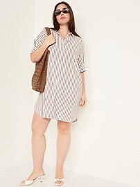 Linen-Blend Shirt Dress | Old Navy (US)