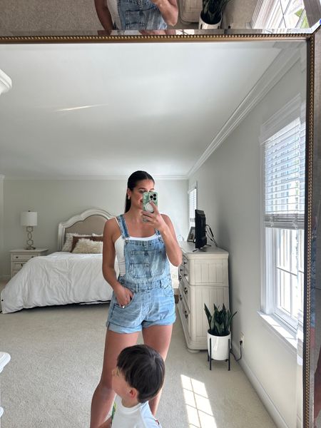 Denim overalls, summer outfit, casual outfit — bump friendly

#LTKbump