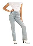 GUESS Women's Sky High-Rise Boot Cut Jean, Metallic Silver Blue, 26 | Amazon (US)