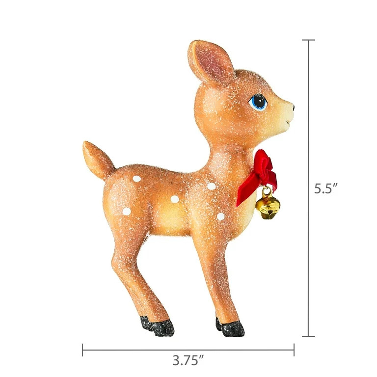 Standing Deer with Bell Christmas Tabletop Decoration, Brown, 5.31", by Holiday Time | Walmart (US)