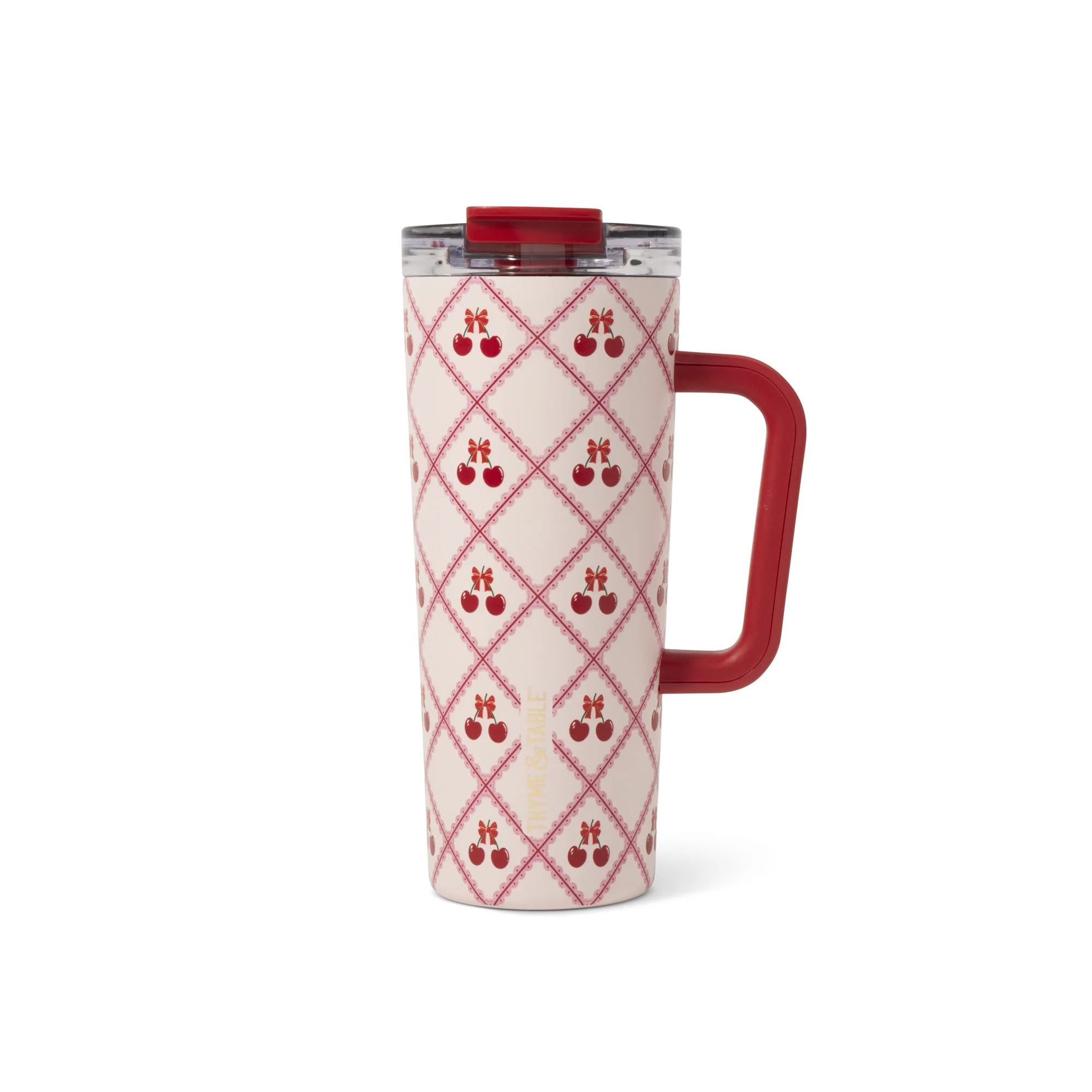 Thyme & Table 24 fl oz Stainless Steel Luna Tumbler with Handle and Dual Straw Lid, Lace | Walmart (US)