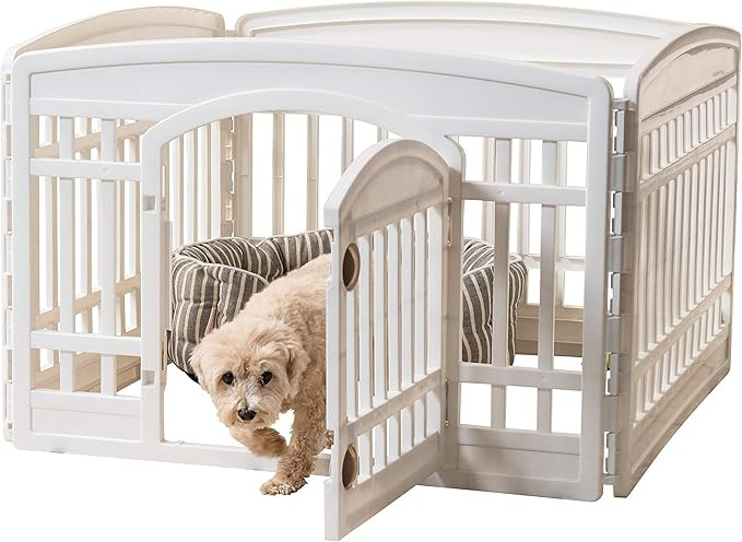 IRIS USA 24" Exercise 4-Panel Pet Playpen with Door, Dog Playpen, Puppy Playpen, for Puppies and ... | Amazon (US)