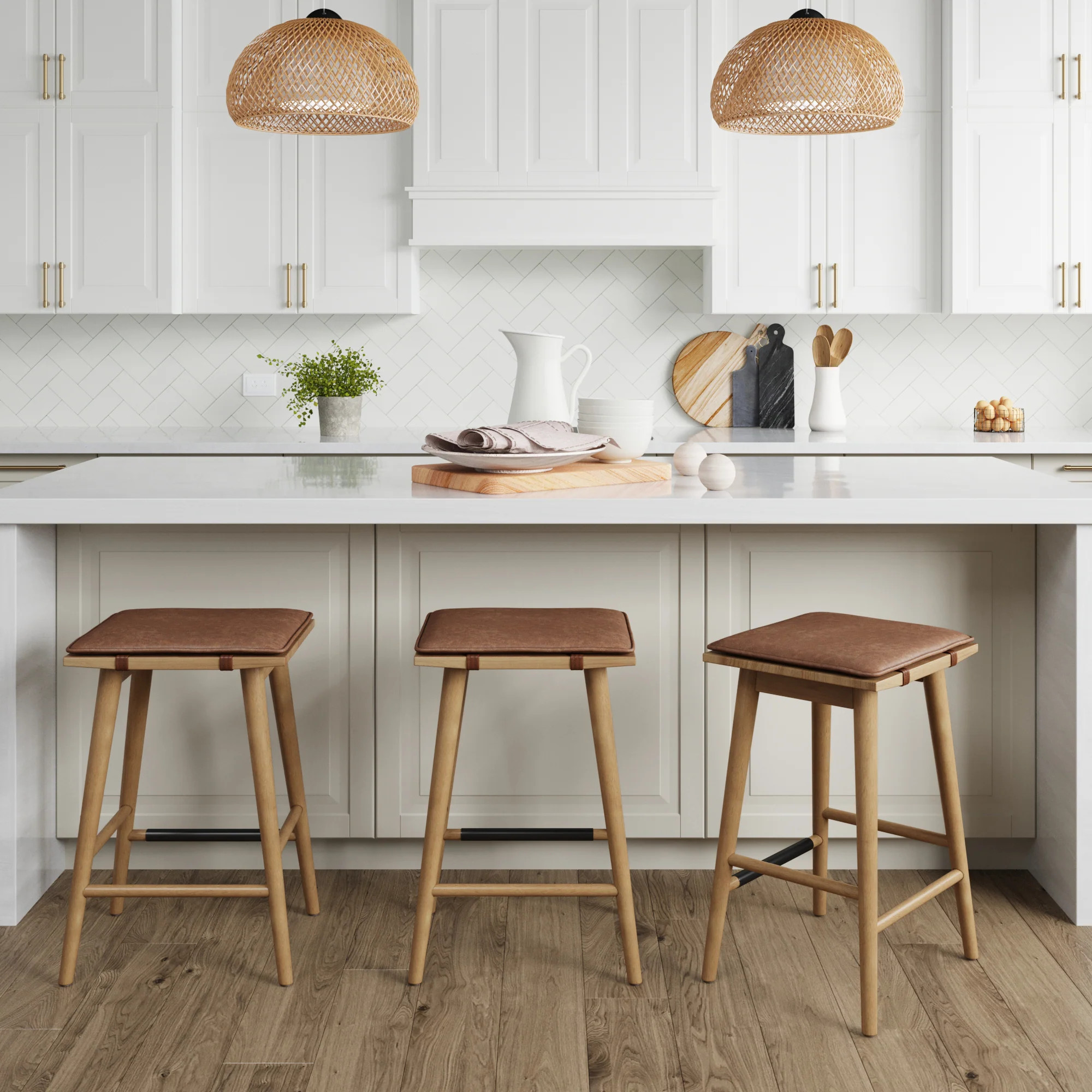 Cushioned Counter Height Bar Stools Warm Pine (Set of 3) | Nathan James