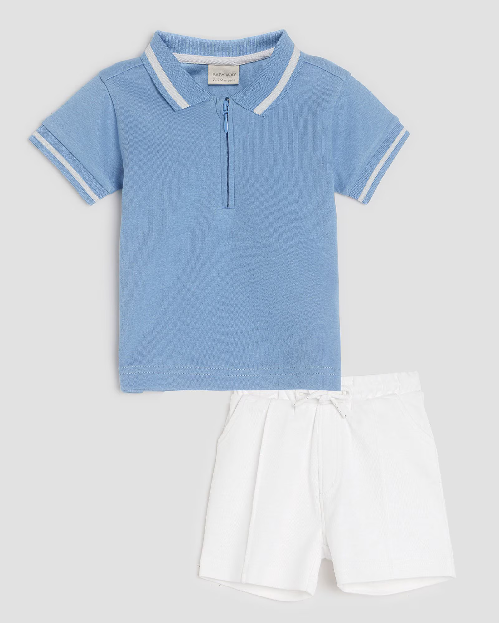 Conjunto curto bebê 2 peças casual com amarração azul | Baby Way by Riachuelo | Riachuelo (BR)