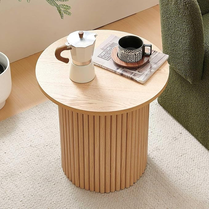NORDICANA Single Accent Side Table for Living Room, 19.6 Inch Oak Color Round End Table for Sofa,... | Amazon (US)